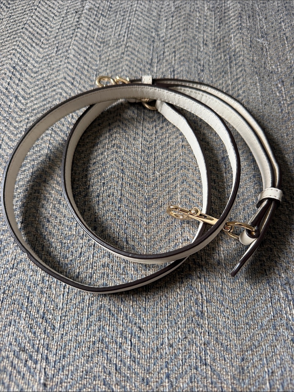 Coach White/Ivory Leather Replacement Strap with Gold Hardware